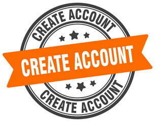create account stamp. create account label on transparent background. round sign