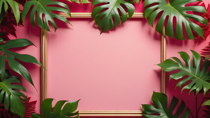 Obraz premium frame of tropical leaves red and green