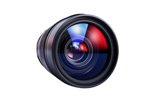 A camera lens, isolated on a white background, ready to capture the world in its view