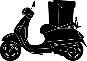 moped for food delivery silhouette, vector