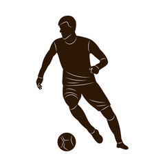 man playing football silhouette, vector