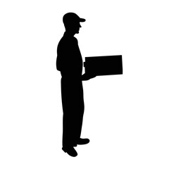 pizza delivery man silhouette, vector