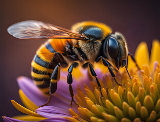 Biene beim Pollen Sammeln auf einer Blüte