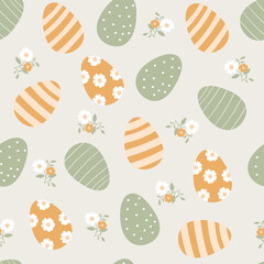 Seamless pattern of Easter eggs. Vector - obrazy, fototapety, plakaty