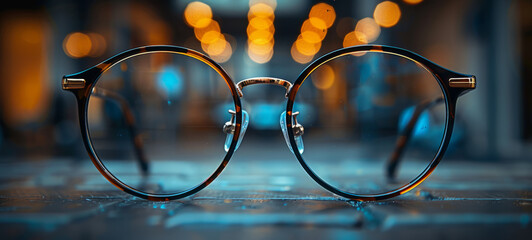 Glasses on the street with bokeh