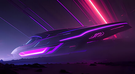 lila neon Raumschiff