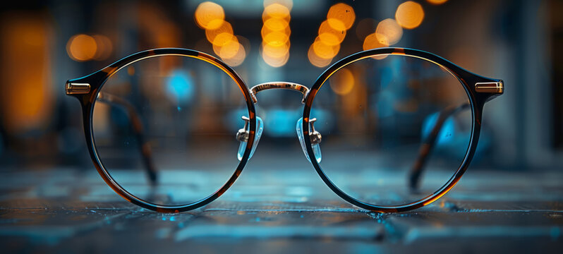 Glasses on the street with bokeh