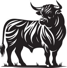 European Cattle Animal silhouette Vector Illustration