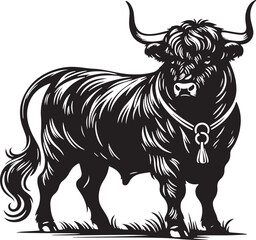 European Cattle Animal silhouette Vector Illustration