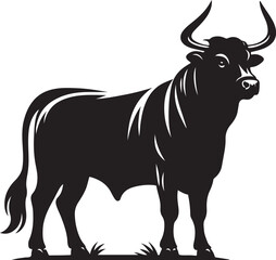European Cattle Animal silhouette Vector Illustration