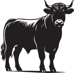 European Cattle Animal silhouette Vector Illustration