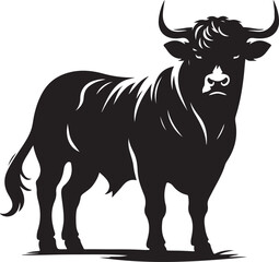 European Cattle Animal silhouette Vector Illustration