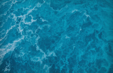 Obraz premium Wavy blue ocean background. Dark blue sea illustration, sea water surface background.