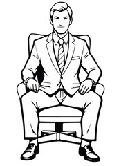 Outline vector black illustration of business man