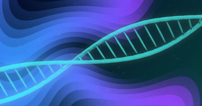 Animation of dna strand over purple shapes