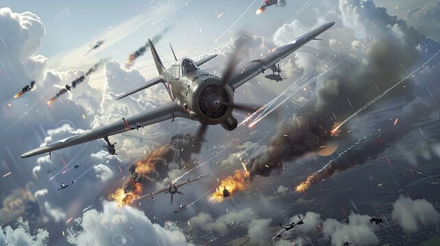 World War 3, capture the riveting moments of an airplane dogfight as fighter jets engage in a high-stakes aerial battle