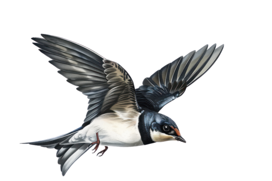 Swallows are birds with long wings and long tails. They are found all over the world. There are many species, such as the house swallow. field swallow