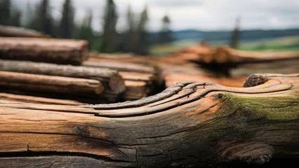 Tuinposter stack of logs © alvian