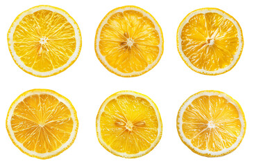 Fototapeta premium Collection set of lemon slices isolated on transparent background