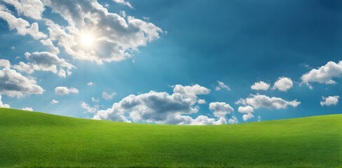 Fresh Springtime Lawn Under Sunny Sky - 756326131