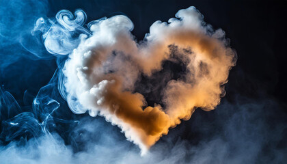 White heart-shaped smoke cloud in the air. Love, Valentine's Day, romantic