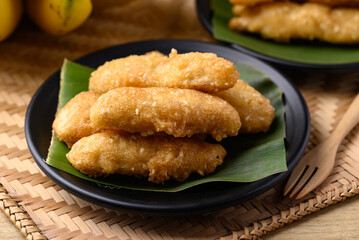 Deep fried banana with flour and sesame, Thai street food