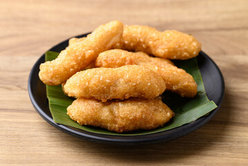 Deep fried banana with flour and sesame, Thai street food