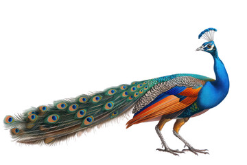 Obraz premium Beautiful long-tailed peacock, beautiful colors