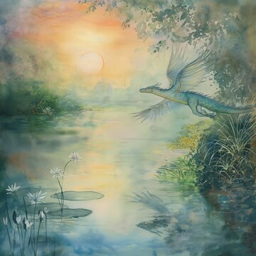 "Dawn's Serenade: Flight of the Gentle Dragon"