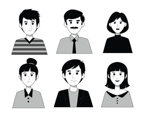 Collection of different people avatars. Man, Woman, Male, Female, Father, Mother Silhouette Vector Illustration