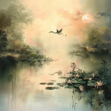 "Dawn's Serenade: Flight of the Gentle Dragon"