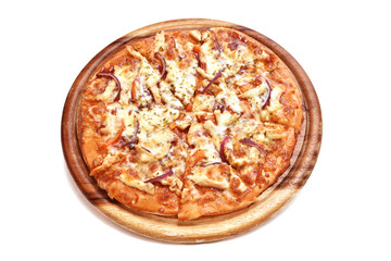 Top view of  PIZZA on white background. 