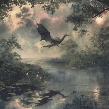 "Dawn's Serenade: Flight of the Gentle Dragon"