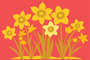 daffodil-flowers-silhouette-image-Red-background .eps