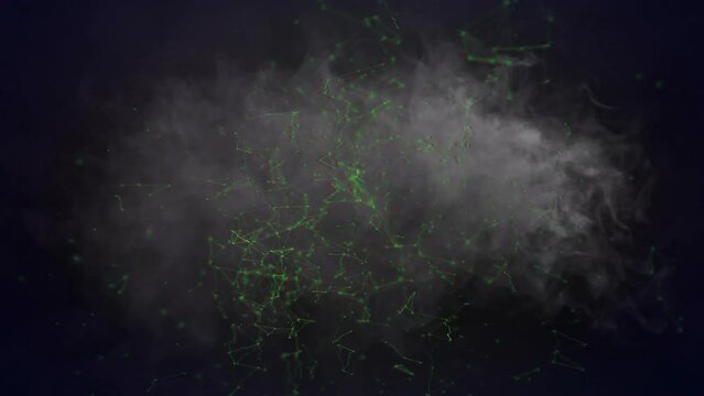 Animation of smoke trails and colourful shapes on black background