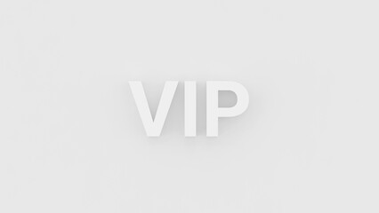 VIP is a very important person - a white 3D render on a wall background with a soft shadow. 3D illustration