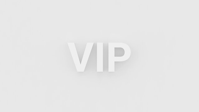 VIP is a very important person - a white 3D render on a wall background with a soft shadow. 3D illustration