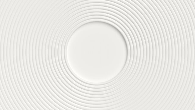 The concept of a white geometric background. Illustration of 3d circles. An abstract creative texture for a business template. Modern and simple radial pattern. 3d rendering. 3d illustration