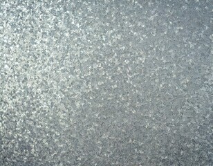 A detailed view of galvanized zinc with its distinctive crystalline surface pattern, known as spangle, under soft lighting.