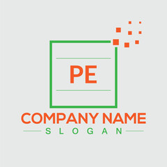 PE initial letter logo design for company branding or business
