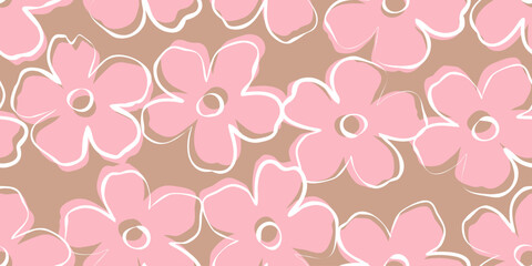 Exotic hand drawn flowers, seamless patterns with floral for fabric, textiles, clothing, wrapping paper, cover, banner, home decor, abstract backgrounds.