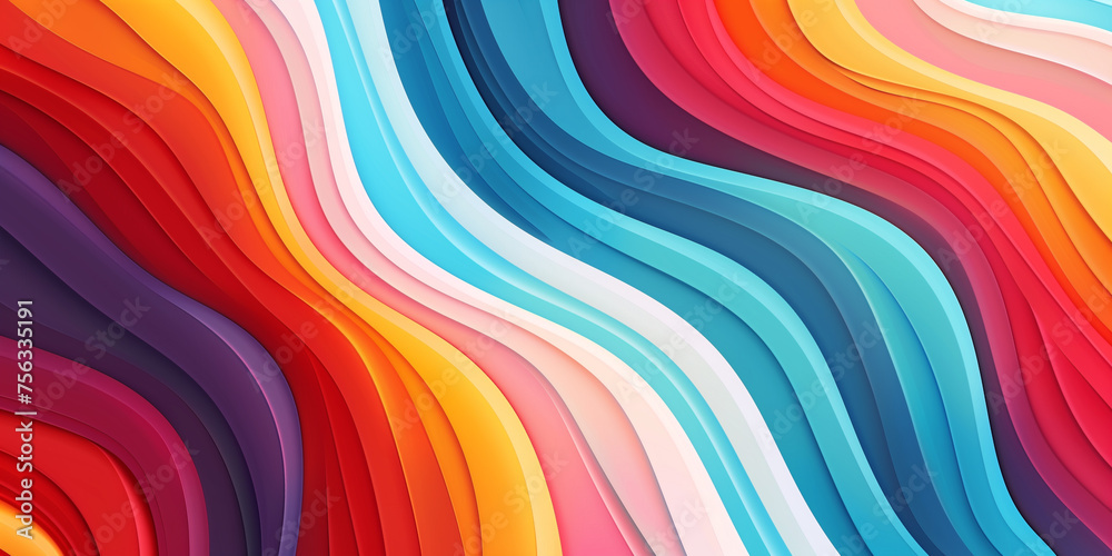 Wall mural illustration of abstract rainbow waves background. created with generative ai