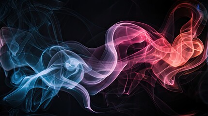 Fototapeta premium a sleek gradient black background with soft, fuzzy light pink and light blue circular smoke, creating a modern backdrop for a website where the main color scheme revolves around black SEAMLESS PATTERN