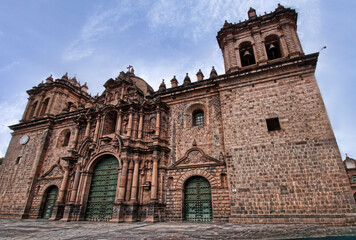 The image shows the Church of the Society of Jesus in Cusco (Cuzco), Peru