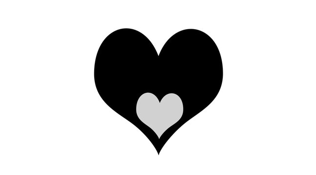 Black heart shape isolated on white. Love symbol.Love and heart background