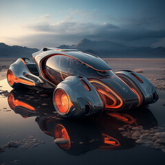 3d render of a car on the beach