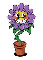 flower in pot cartoon character