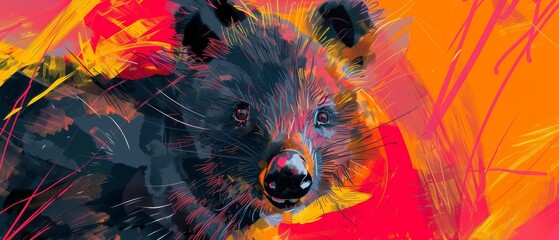A wombats nocturnal joy captured up close action cam films its dark - obrazy, fototapety, plakaty
