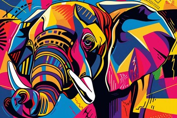 Fototapeta na wymiar Colorful Elephant with Eyes Open Generative AI