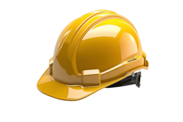 A yellow safety helmet is placed.
